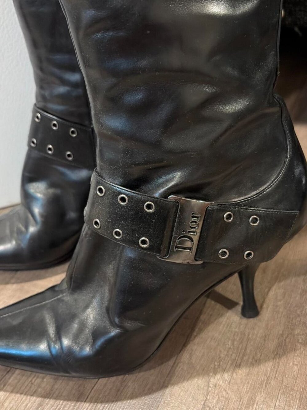 Christian Dior Galliano Street Chic Black Leather Knee High Boots - Picture 4 of 8
